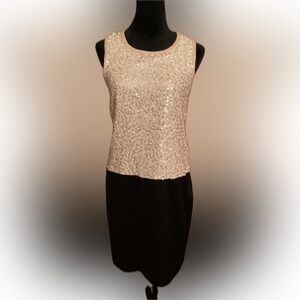 DKNY Champagne pink & black cocktail/evening dress with side zipper size S